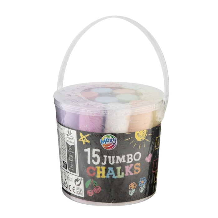Stoepkrijt Moxy emmer 15 stuks assorti