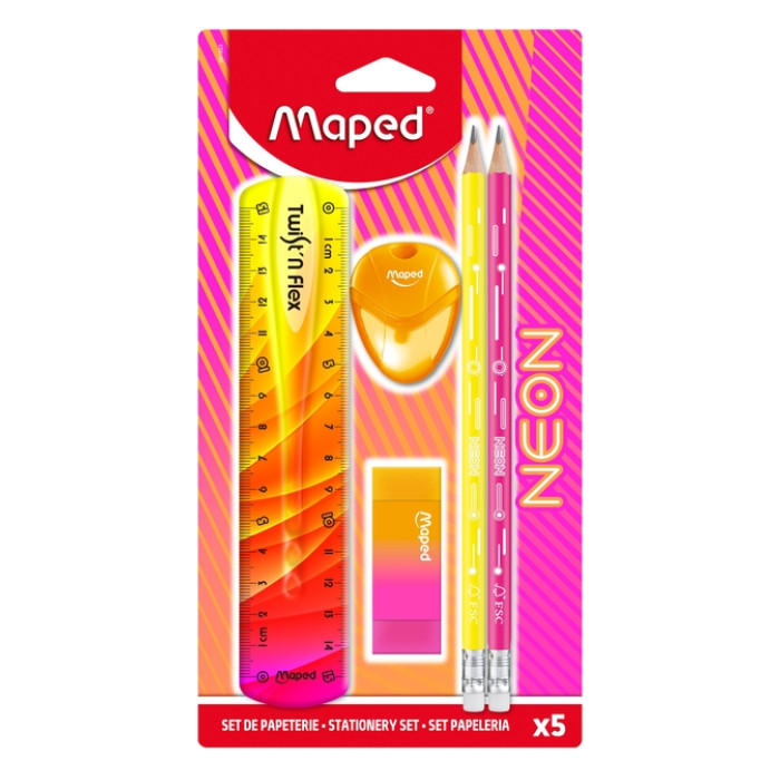 Tekenset Maped Neon set à 5 delen assorti