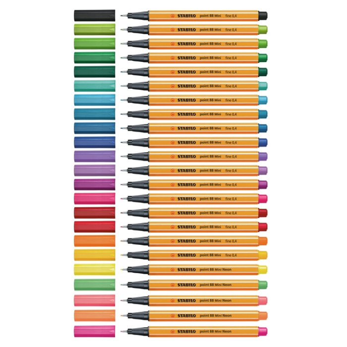Fineliner STABILO point 88 Animal Vibes mini fijn assorti blister à 8 stuks
