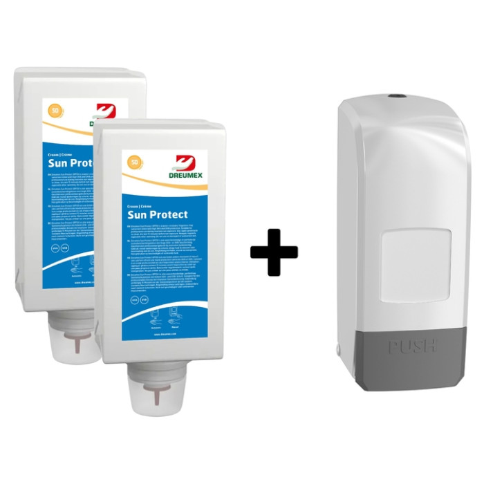 Zonnebrandcrèmedispenser Dreumex Sun Protect startpakket wit