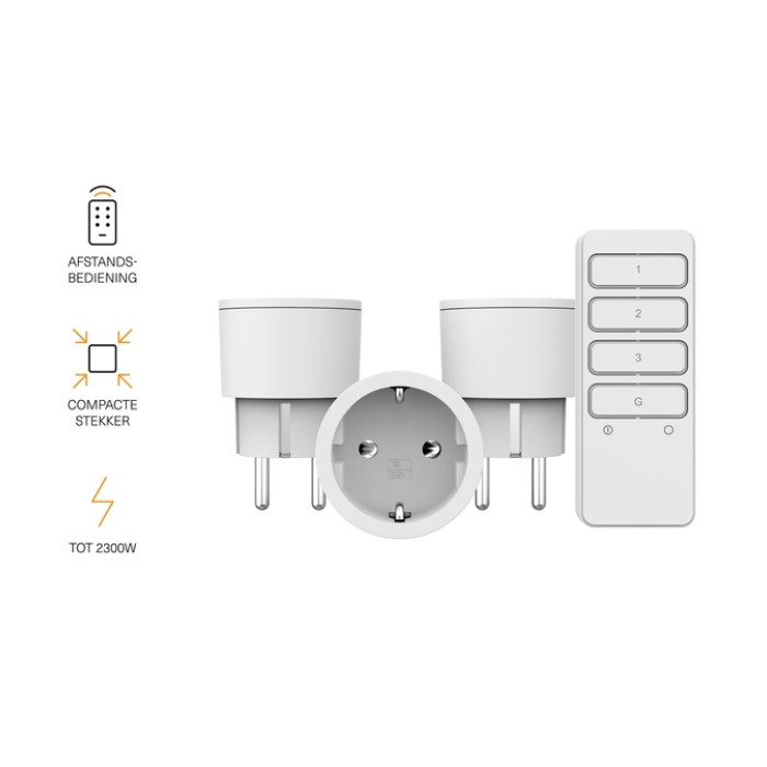 Stekkerschakelaarset KlikAanKlikUit APC3-2300RN 2300W 3 stekkers wit