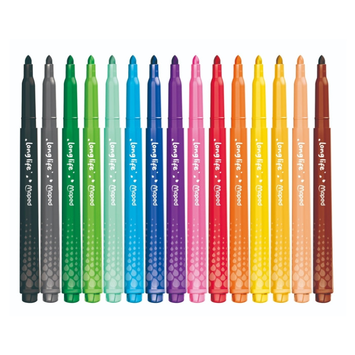 Viltstift Maped Color'Peps Long Life 2.0 doos à 15 stuks assorti
