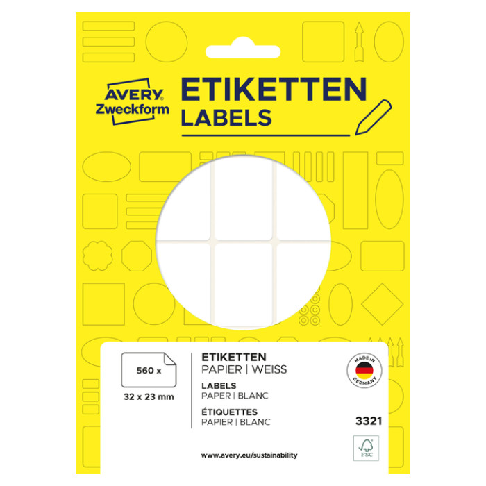 Etiket Avery 3321 32x23mm wit 560 stuks