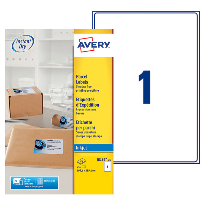 Etiket Avery J8167-25 199.6x289.1mm wit 25 stuks