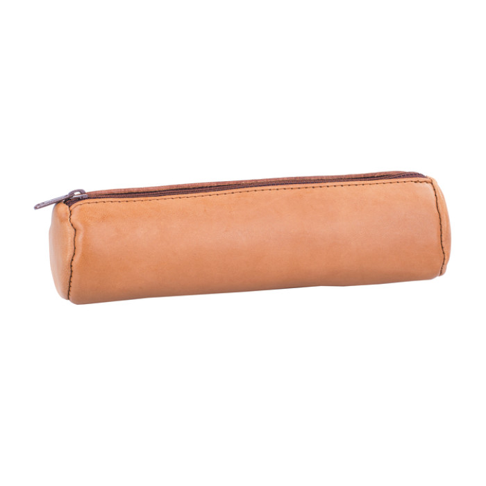 Pennenetui Oxford 22x6cm leer rond naturel