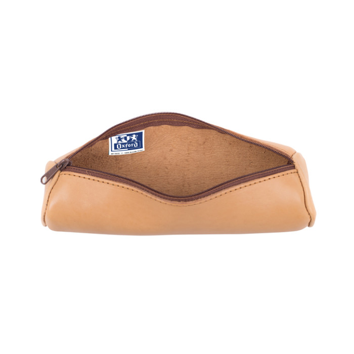 Pennenetui Oxford 22x6cm leer rond naturel