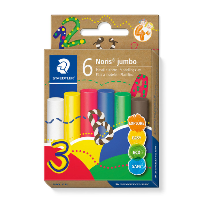 Boetseerklei Staedtler Noris jumbo set à 6 kleuren