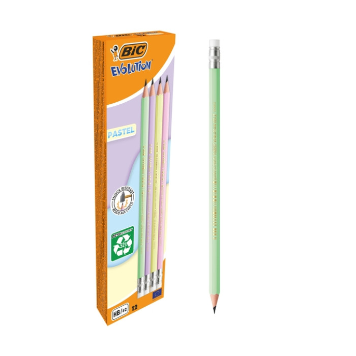 Potlood Bic HB met gom pastel assorti
