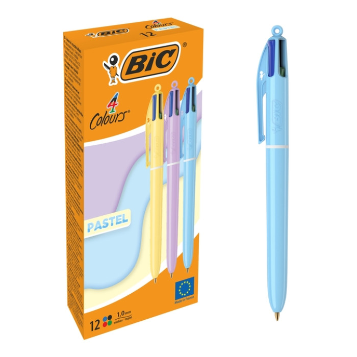 4-Kleuren balpen Bic medium pastel assorti