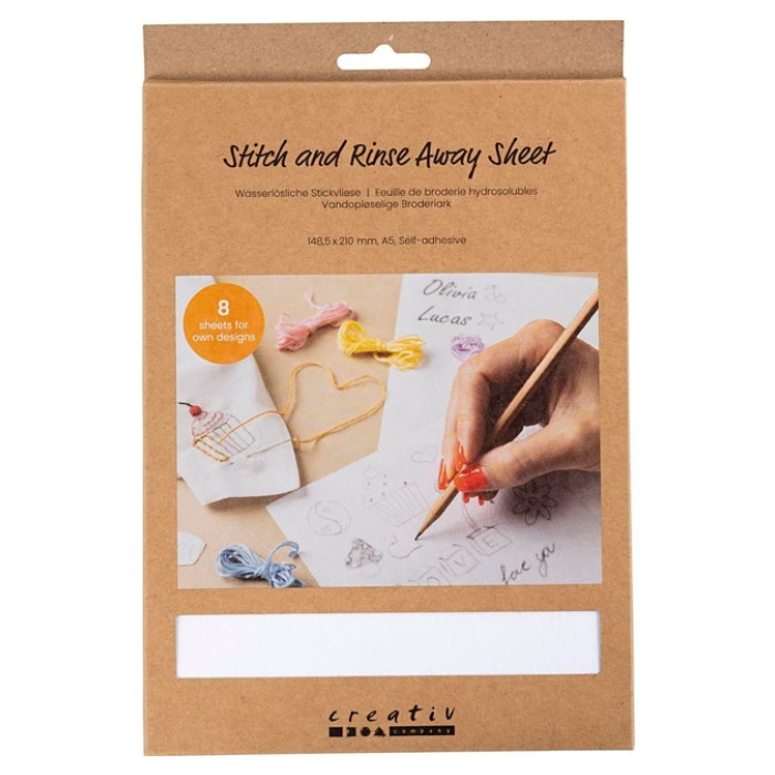 Borduurpapier Creativ Company A5 blister à 8 vellen wit