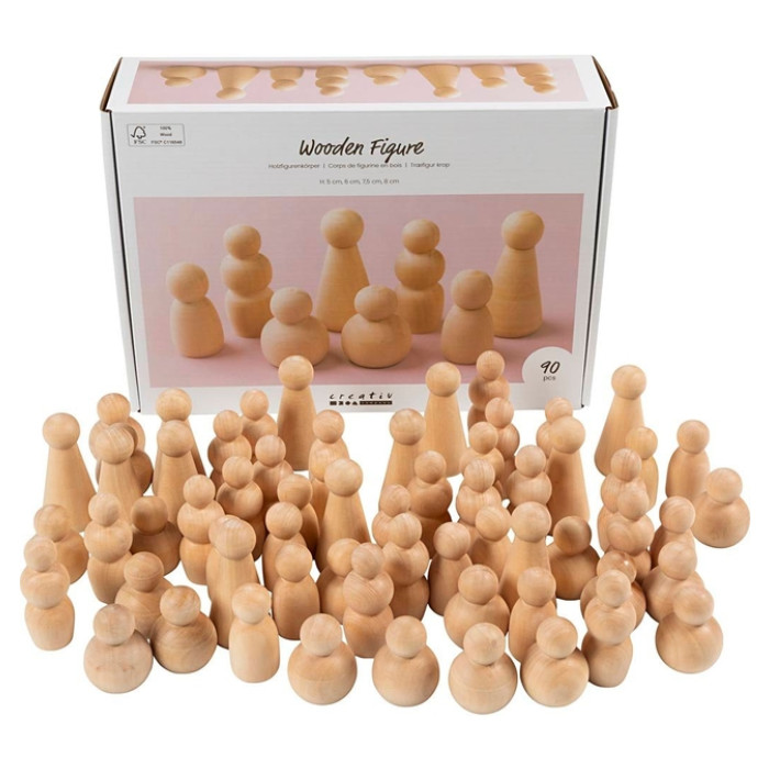 Figuurtjes Creativ Company hout doos à 90 stuks