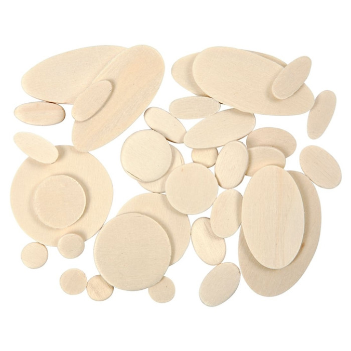 Mozaiekvormen Creativ Company rond en ovaal hout