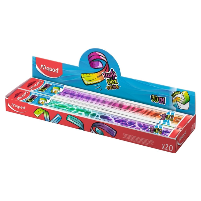 Liniaal Maped Twist 'n Flex Decor Animals 30cm display à 20 stuks assorti