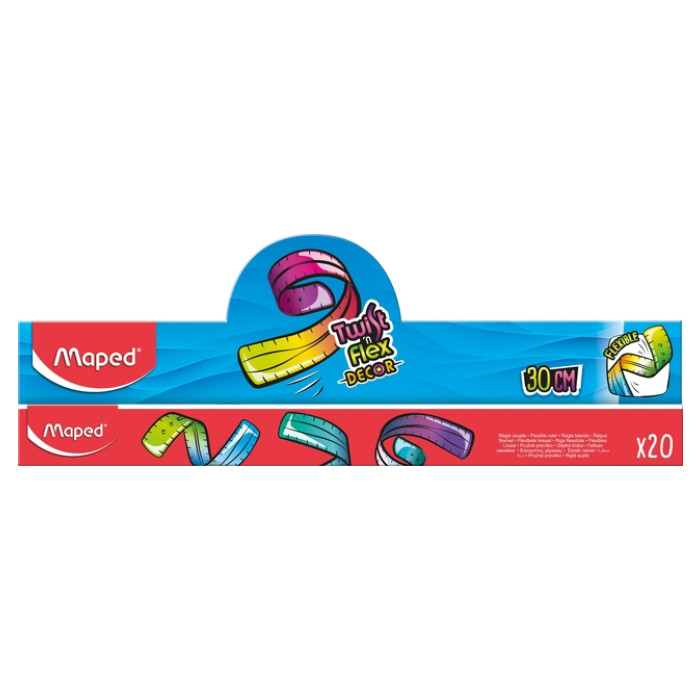 Liniaal Maped Twist 'n Flex Decor Animals 30cm display à 20 stuks assorti