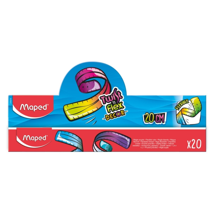 Liniaal Maped Twist 'n Flex Decor Animals 20cm display à 20 stuks assorti