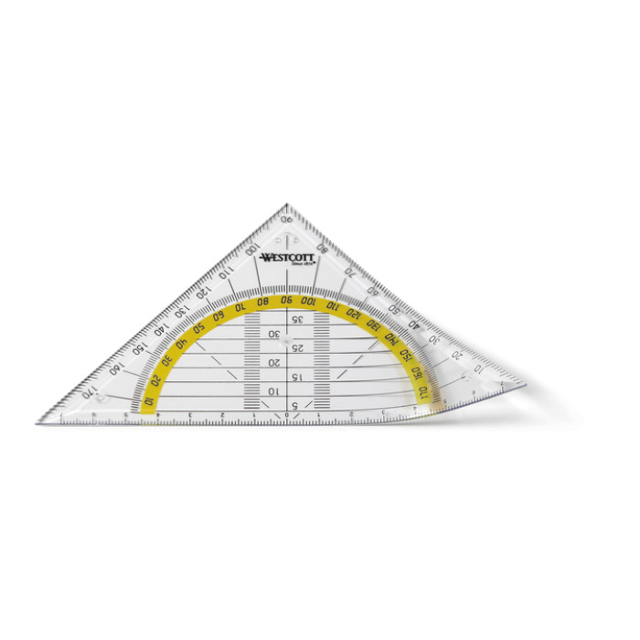 Geodriehoek Westcott 14cm flexibel transparant