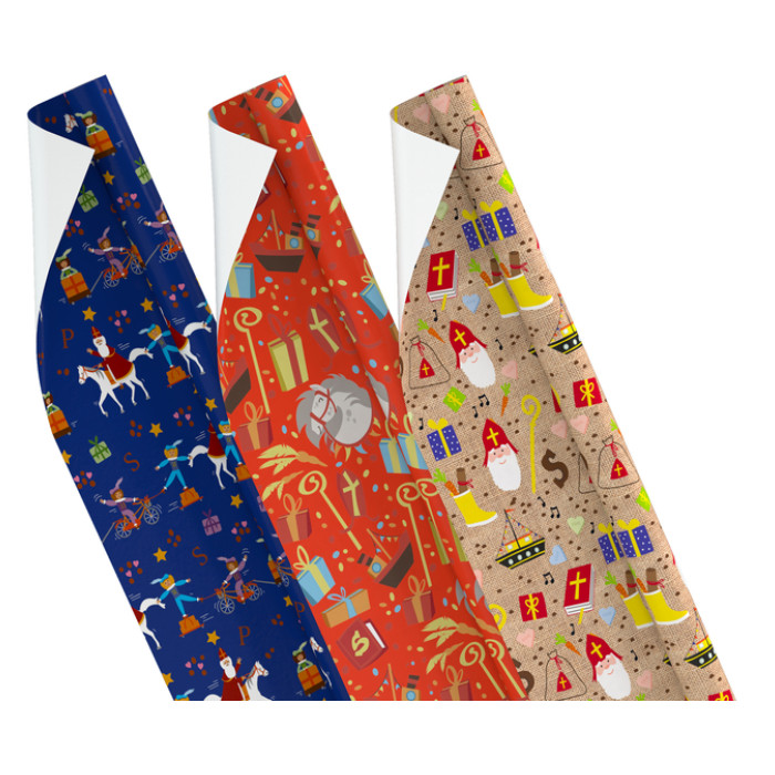 Inpakpapier Sinterklaas 300x100cm assorti