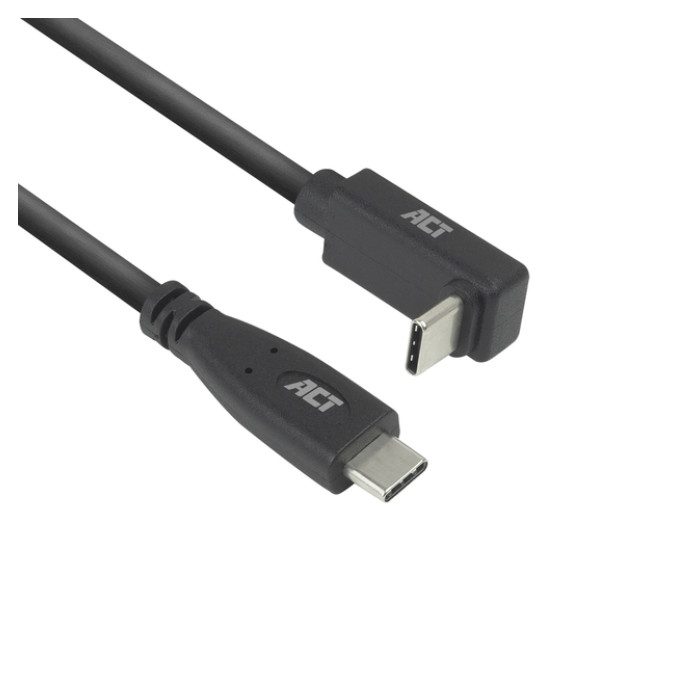 Kabel ACT USB-C standaard naar USB-C hoek boven/beneden 10Gbps 1m