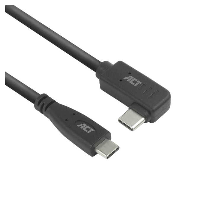Kabel ACT USB-C standaard naar USB-C hoek 10Gbps 1m