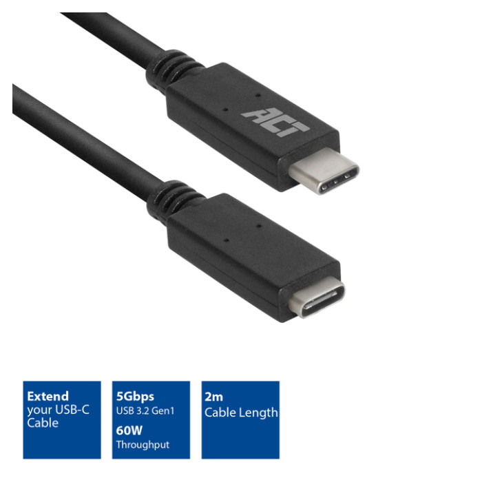 Kabel ACT USB 3.0 to USB-C verlengkabel 2m
