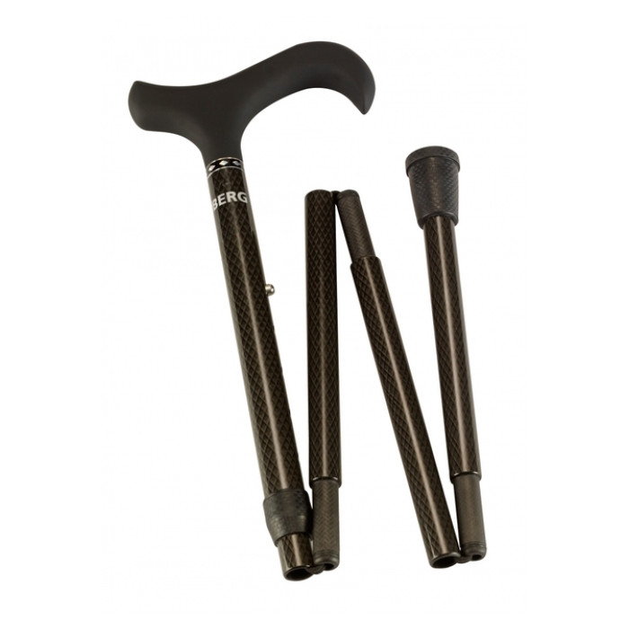 Wandelstok Able2 opvouwbaar carbon soft derby handvat zwart