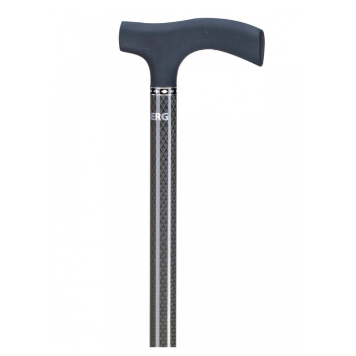 Wandelstok Able2 carbon soft recht handvat zwart