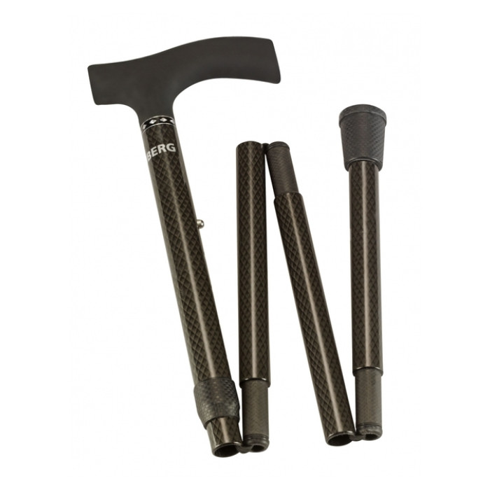 Wandelstok Able2 opvouwbaar carbon soft recht handvat zwart