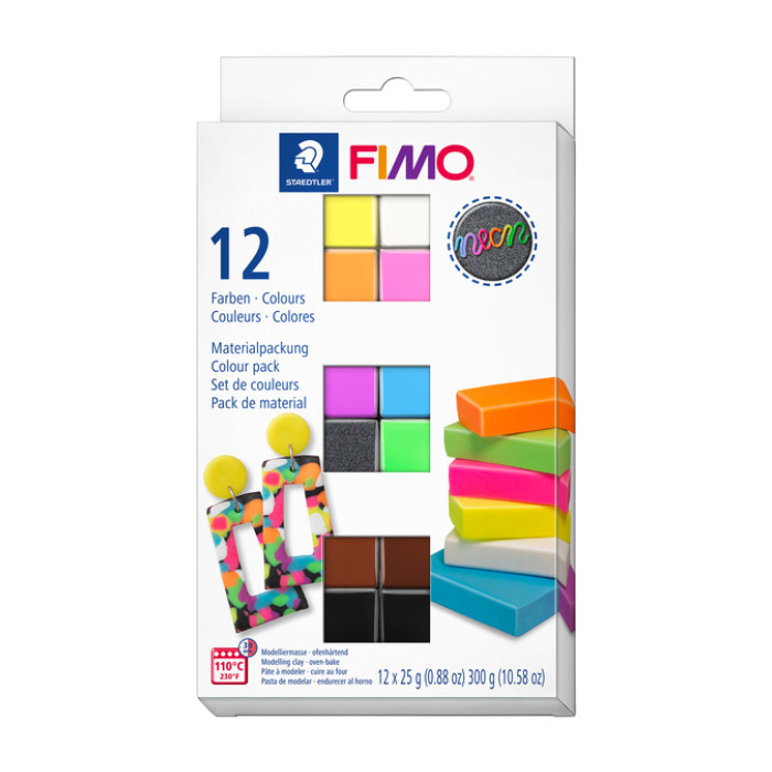 Klei Fimo effect colour pak à 12 neon kleuren