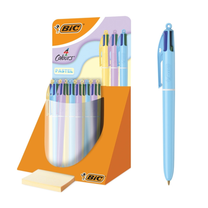4-Kleuren balpen Bic pastel assorti display à 30 stuks