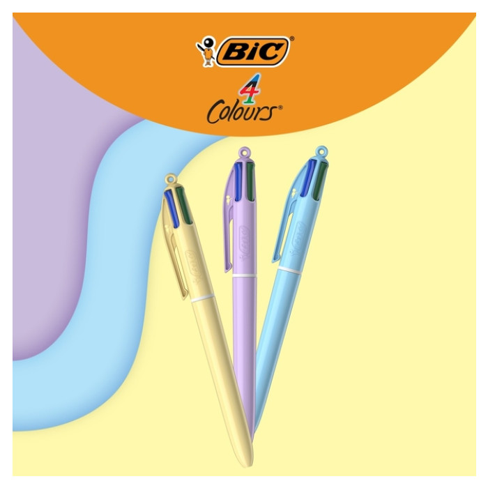 4-Kleuren balpen Bic pastel assorti display à 30 stuks