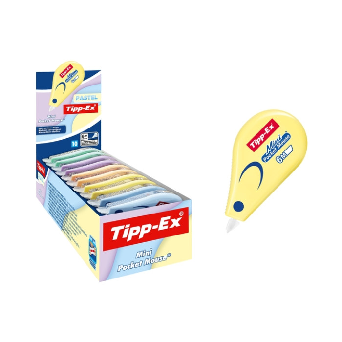 Correctietape Tipp-Ex mini pocket mouse 5mmx5m pastel assorti