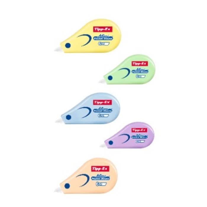 Correctietape Tipp-Ex mini pocket mouse 5mmx5m pastel assorti