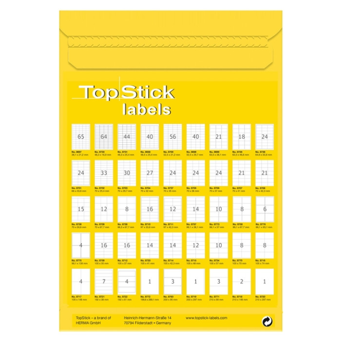 Etiket TopStick 8708 70x42.3mm wit 2100 stuks