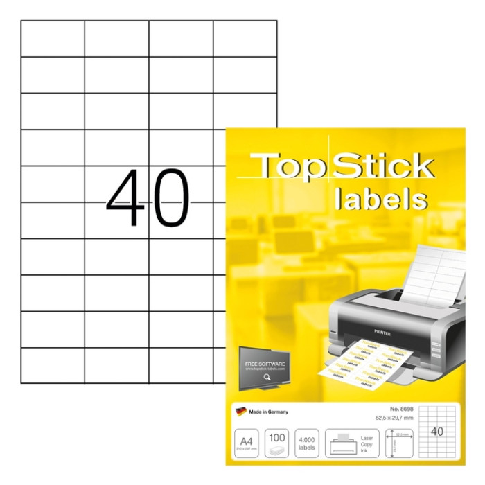 Etiket TopStick 8698 52.5x29.7mm wit 4000 stuks