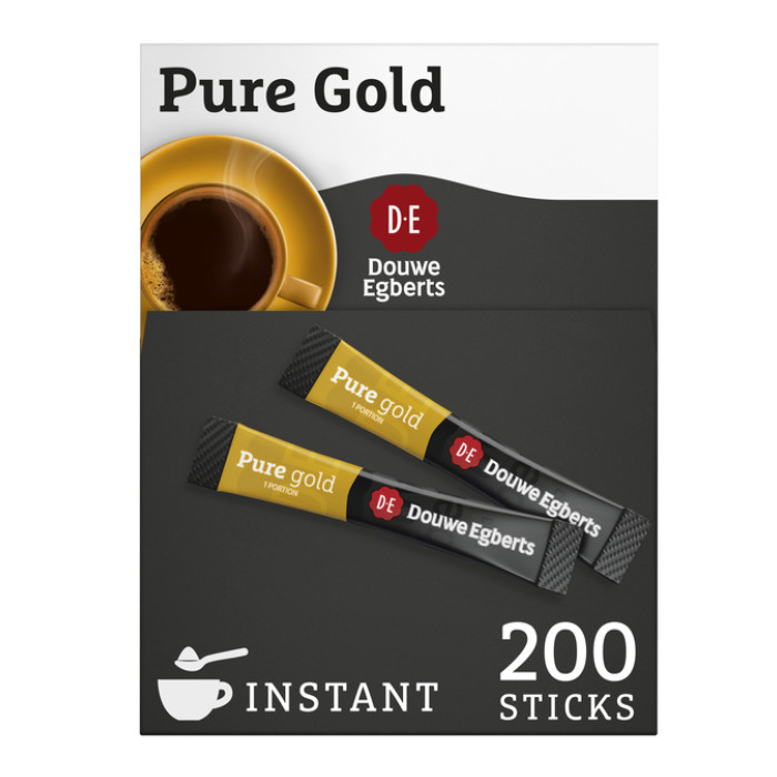 Koffie Douwe Egberts pure gold instant sticks doos 200 stuks