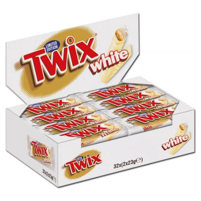 Chocolade Twix white reep doos 32 stuks