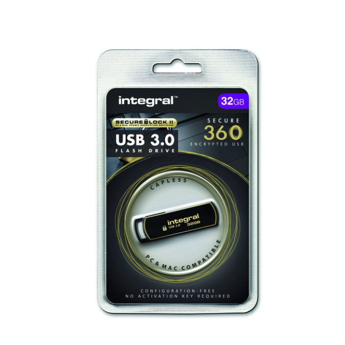 USB stick 3.0 Integral Secure 360 USB-A 32GB zwart