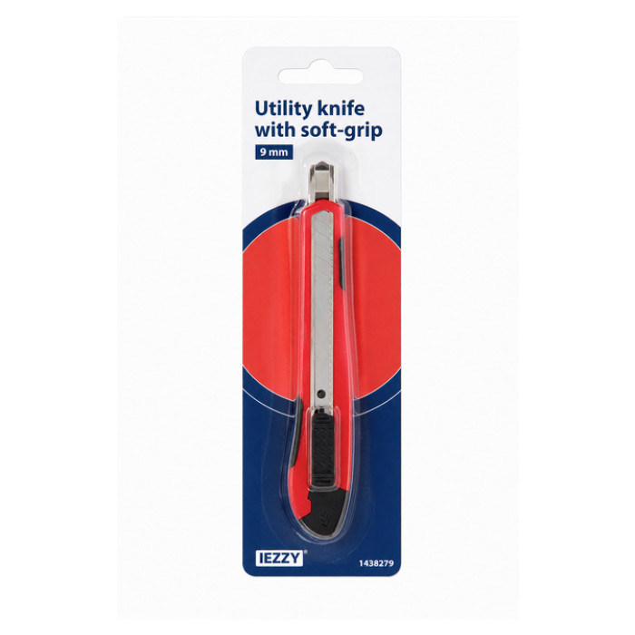 Snijmes IEZZY 9mm kunststof met softgrip inclusief 1 mesje