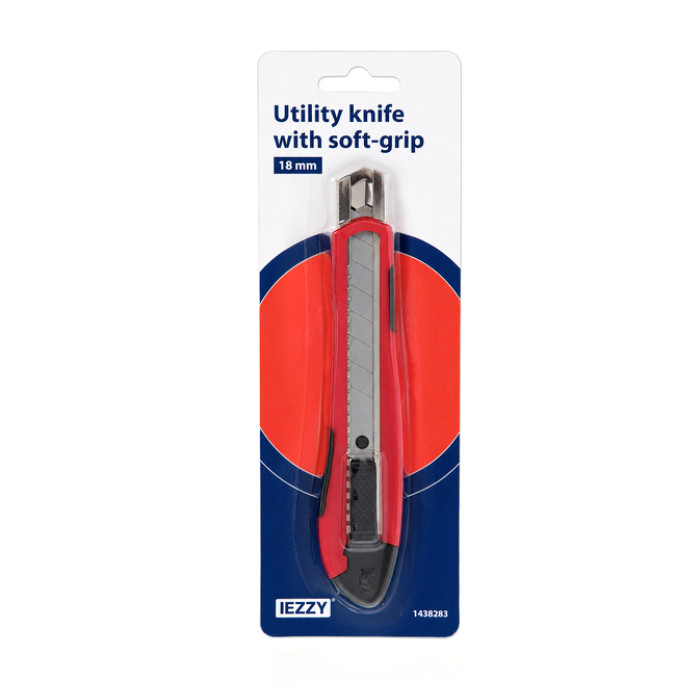 Snijmes IEZZY 18mm kunststof met softgrip inclusief 1 mesje