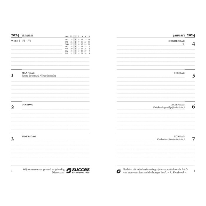 Agendavulling 2027 Succes Mini 7dagen/2pagina's