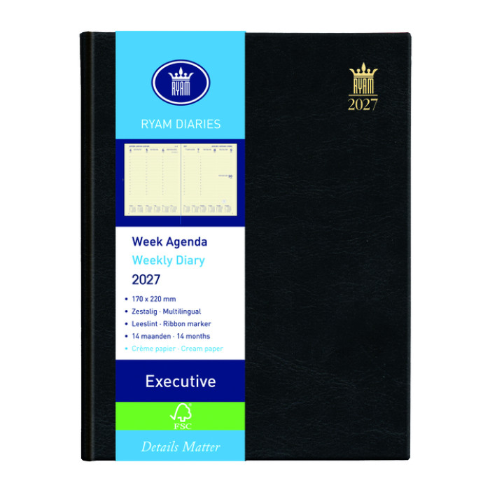 Agenda 2027 Ryam Executive Mundior 7dagen/2pagina's zwart