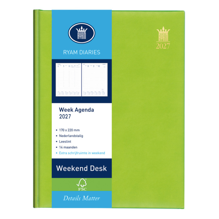 Agenda 2027 Ryam Weekplan Weekend Desk Lazio 7dagen/2pagina's assorti