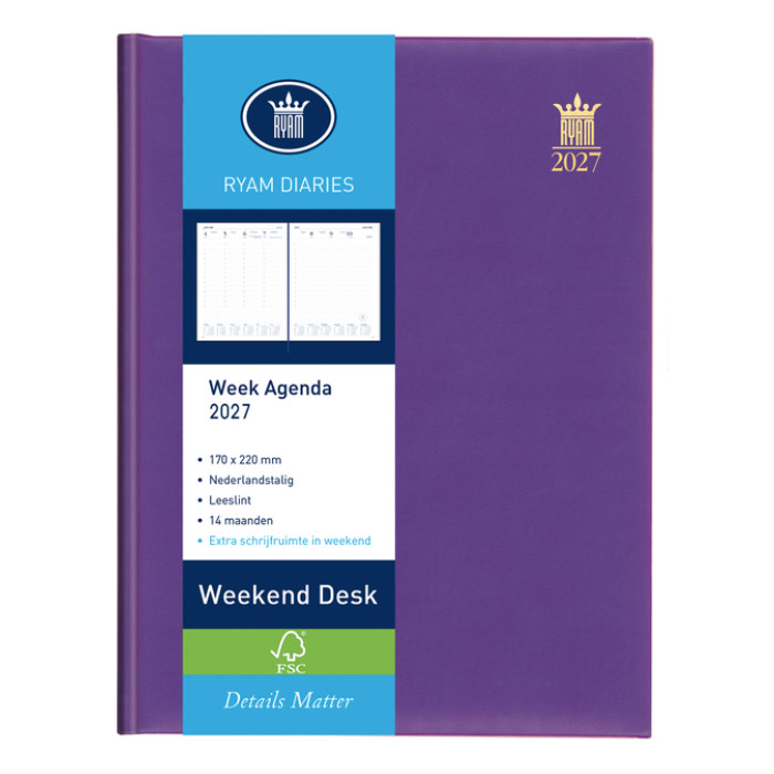 Agenda 2027 Ryam Weekplan Weekend Desk Lazio 7dagen/2pagina's assorti