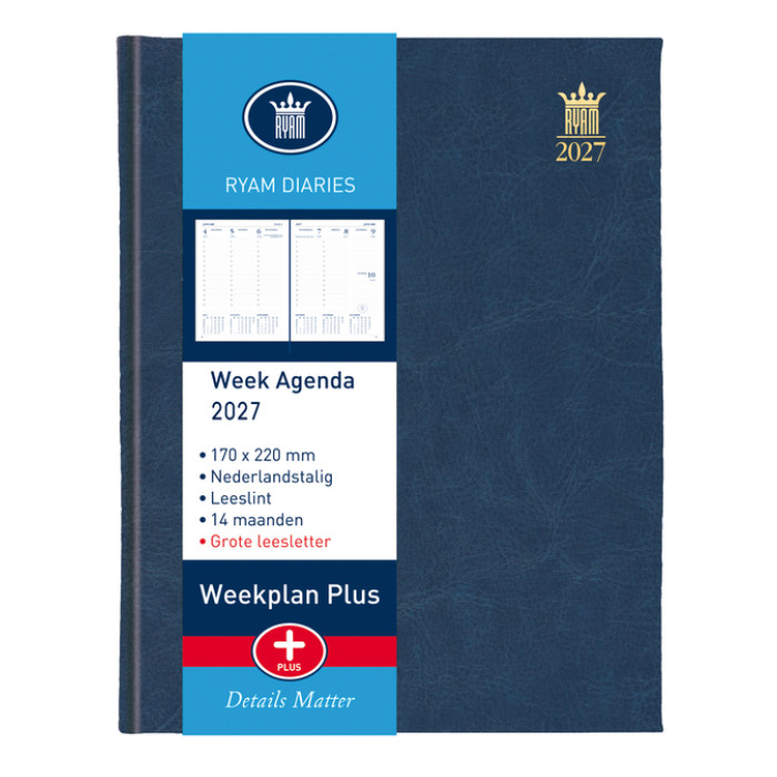Agenda 2027 Ryam Weekplan Plus Mundior groot letter 7dagen/2pagina's assorti