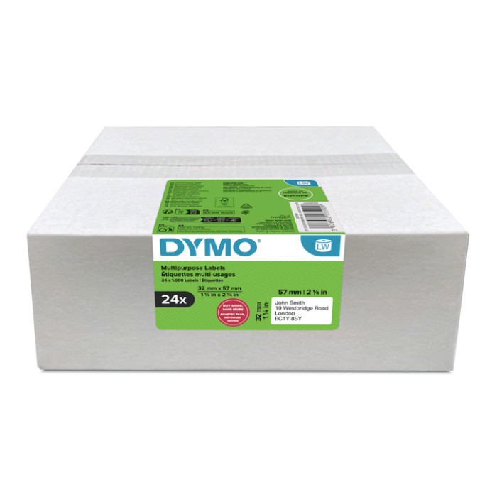 Etiket Dymo LabelWriter multifunctioneel 32x57mm 24 rollen á 1000 stuks wit