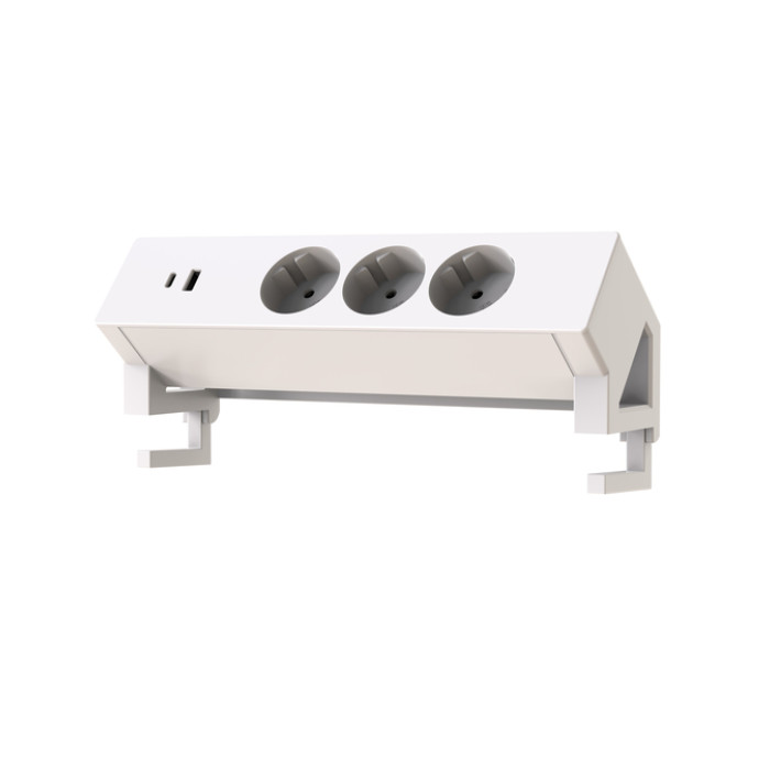 Stekkerdoos Euroseats opbouw 3 voudig USB A+C wit