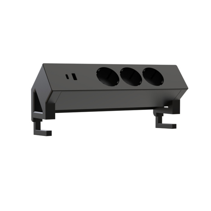 Stekkerdoos Euroseats opbouw 3 voudig USB A+C zwart