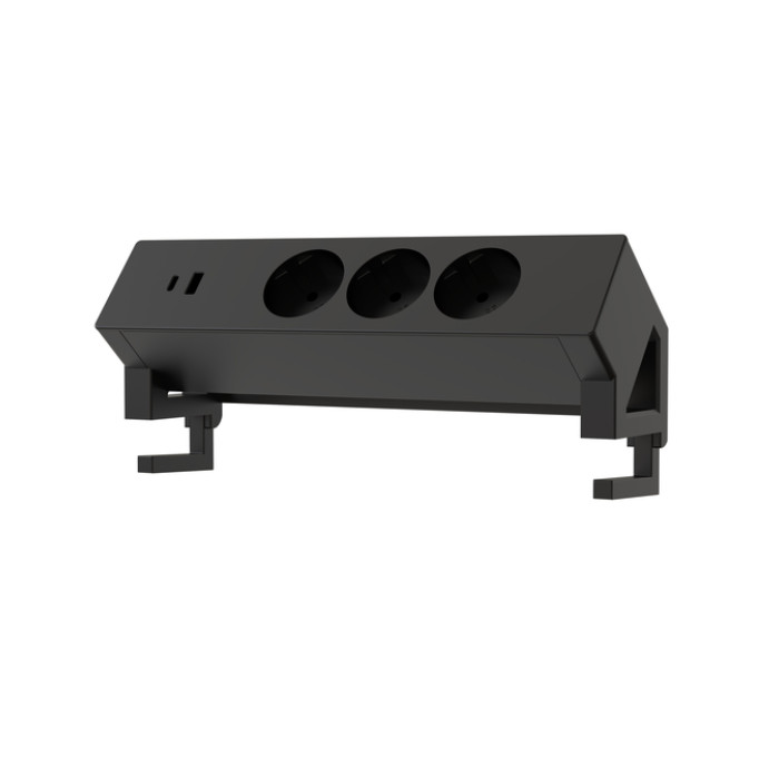 Stekkerdoos Euroseats opbouw 3 voudig USB A+C zwart