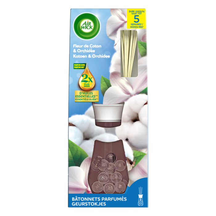 Geurstokjes AirWick Essential Oil Katoen & Orchidee 25ml