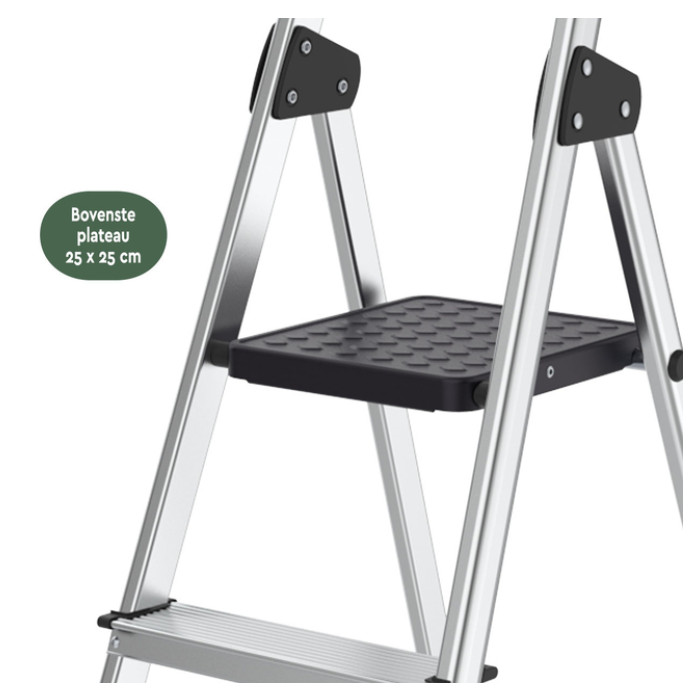 Huishoudtrap BRASQ 4 treden aluminium SLA400 zilver